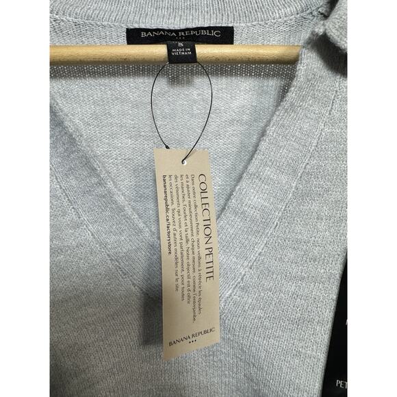 Banana Republic Sweater Womens Small Petite Cream Collared Pullover Knit Top - Picture 2 of 6